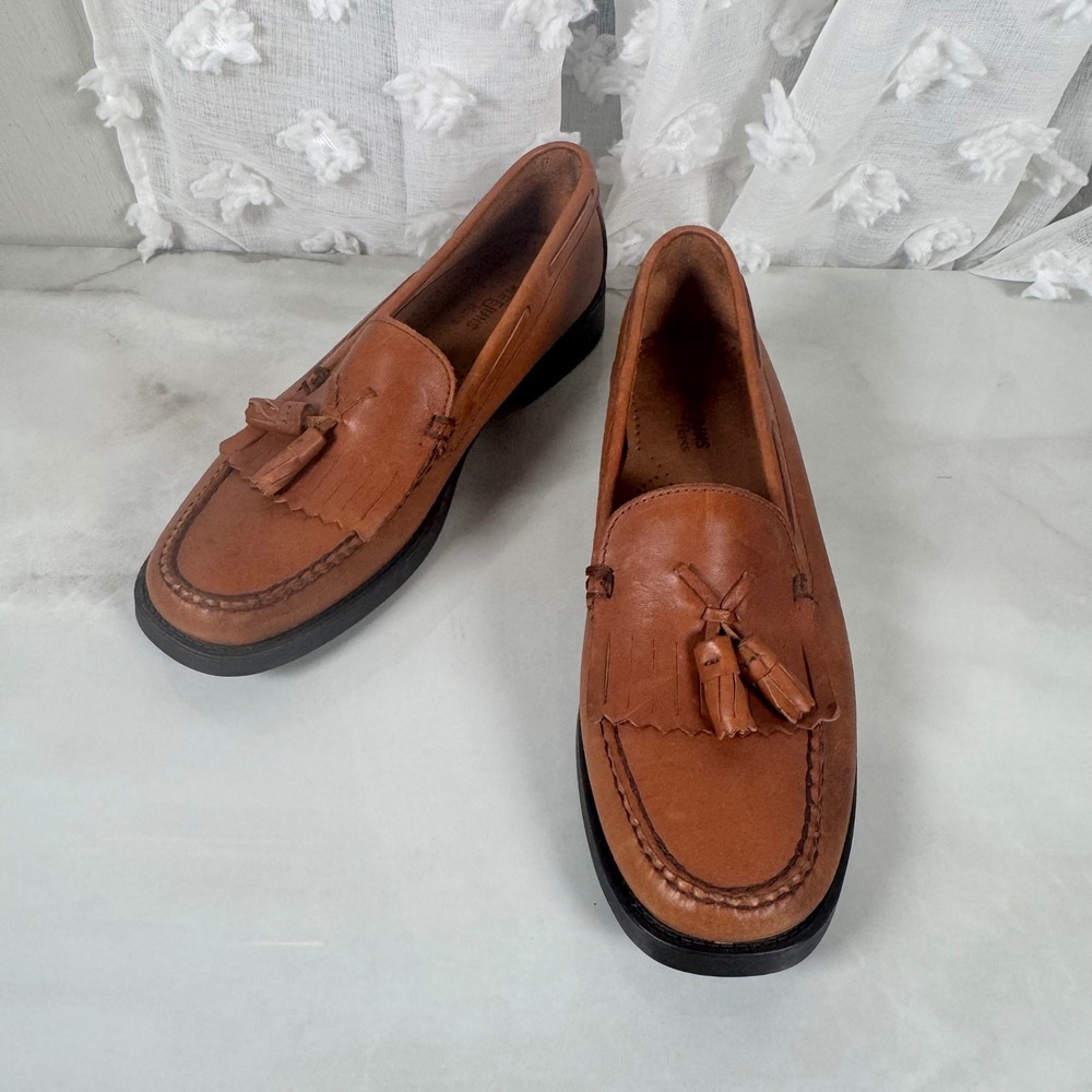 Tassel Kiltie Leather Loafers in Cognac